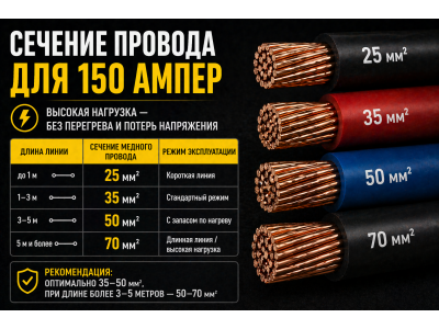 Провод для 150А — какое сечение кабеля нужно