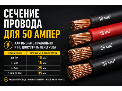 Провод для 50А — какое сечение кабеля нужно