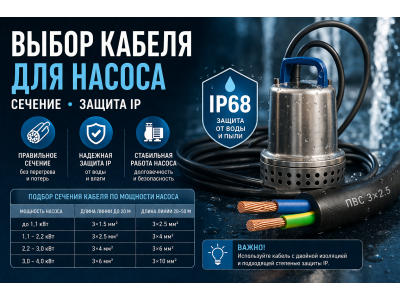 Выбор кабеля для насоса: сечение, защита IP